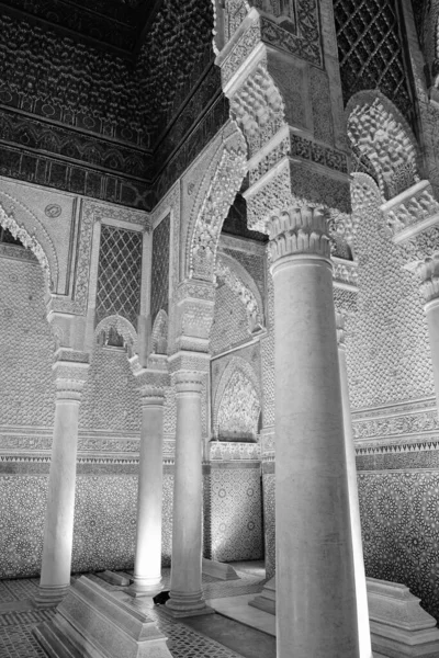 Maroc Marrakech Palais Des Tombes Saadiennes Vue Sur Les Intérieurs — Photo