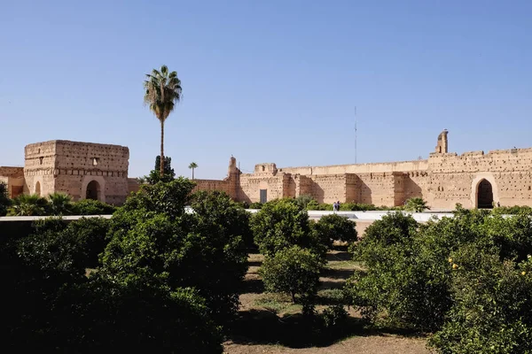 Marrocos Marraquexe Palácio Badii Visitantes Palácio — Fotografia de Stock