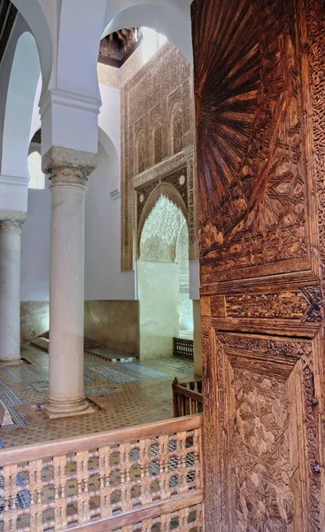 Morocco, Marrakech, Tombes Saadiennes Palace, view of the decorated interiors of the Palace