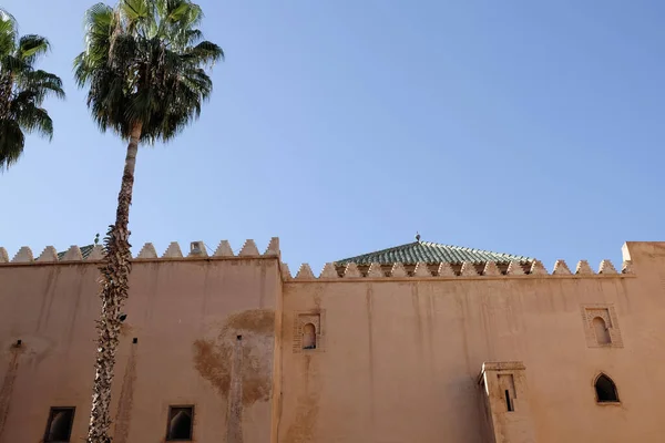 Marokko Marrakesch Gräber Saadiennes Palast Palmen Und Die Wände Des — Stockfoto