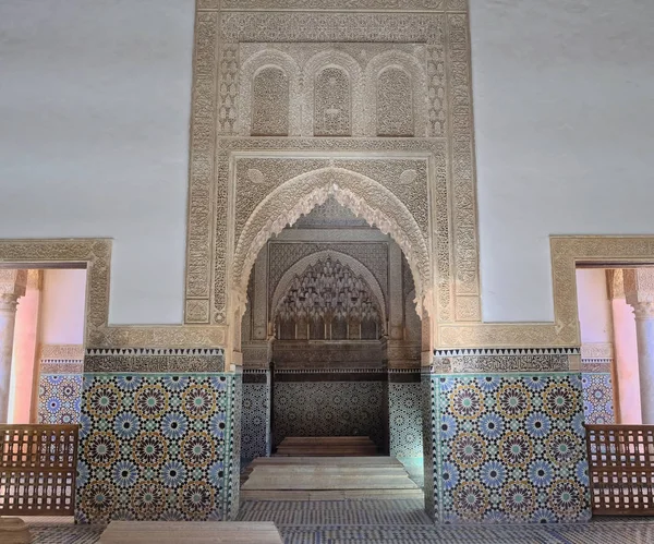 Marokko Marrakesch Gräber Saadiennes Palast Blick Auf Die Innenräume Des — Stockfoto