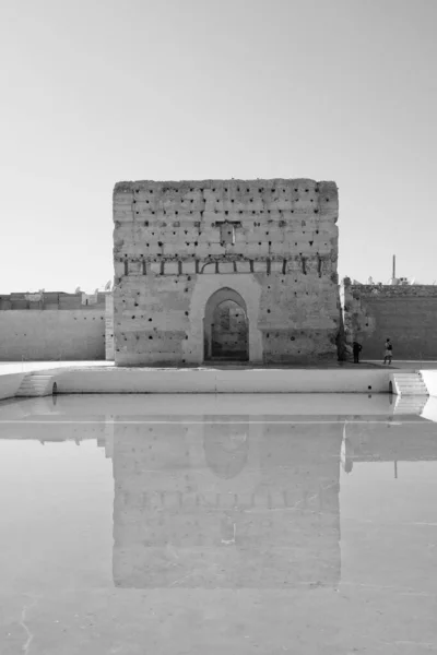 Marokkó Marrakech Badii Palota Látogatók Palotában — Stock Fotó