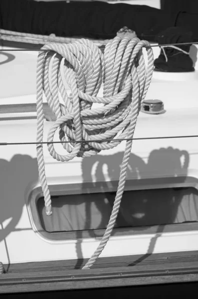 Italien Sizilien Marina Ragusa Provinz Ragusa Seeseil Auf Einem Segelboot — Stockfoto