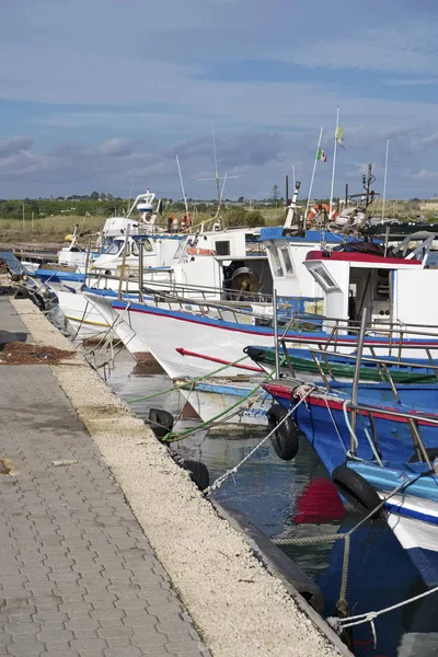 Itália Sicília Portopalo Capo Passero Novembro 2019 Barcos Pesca Locais — Fotografia de Stock