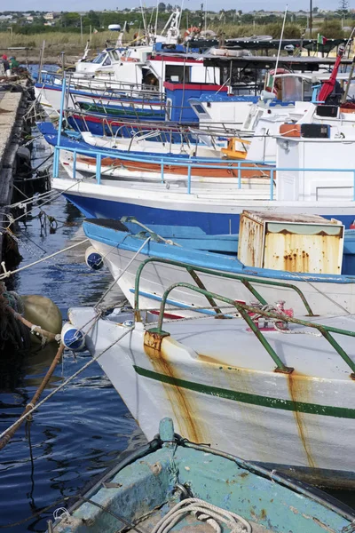 Italia Sicilia Portopalo Capo Passero Barcos Pesca Locales Puerto — Foto de Stock
