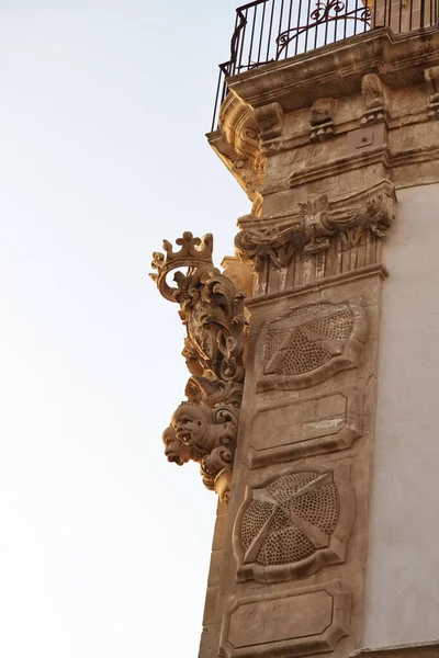 Italy Sicily Scicli Ragusa Province Baroque Beneventano Palace Facade Ornamental — Stock Photo, Image