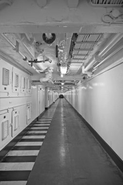 İtalya, Calabria, İtalya 'nın güney kıyılarını Sicilya adasına bağlayan feribotlardan birinin içindeki arabalar.