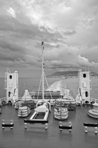 Italy Calabria Panoramic View Villa Giovanni Town One Many Ferryboats — ストック写真