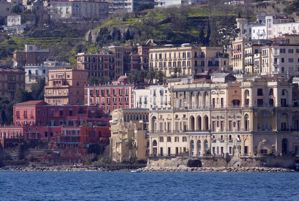 Italien Kampanien Neapel Blick Auf Die Stadt Vom Meer Aus — Stockfoto