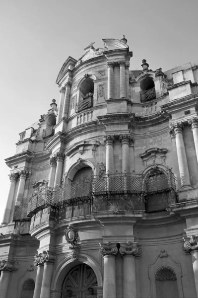 Itálie Sicílie Scicli Provincie Ragusa Barokní Fasáda Kostela Jana Stol — Stock fotografie