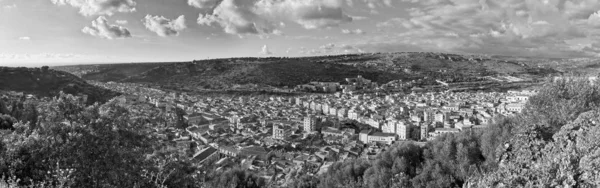 Talya Sicilya Scicli Ragusa Ili Kasabanın Panoramik Manzarası — Stok fotoğraf