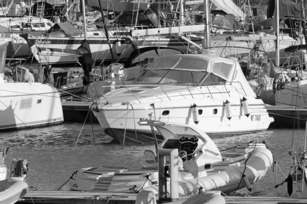Italien Sizilien Mittelmeer Marina Ragusa Provinz Ragusa Dezember 2019 Motorboote — Stockfoto