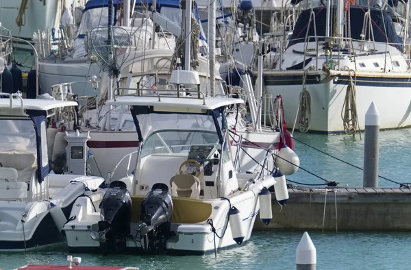 Italien Sizilien Mittelmeer Marina Ragusa Provinz Ragusa Dezember 2019 Motorboote — Stockfoto