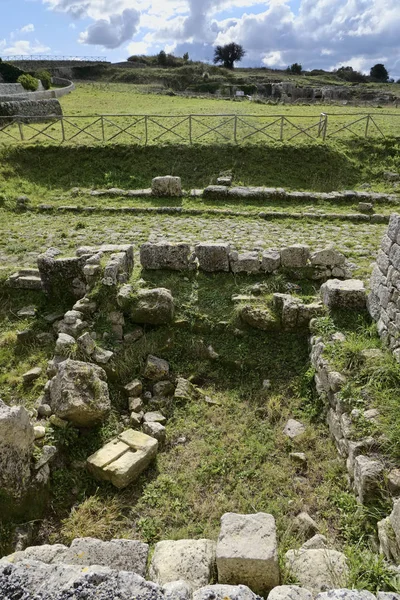 Itália Sicília Palazzolo Acreide Província Siracusa Ruínas Anfiteatro Grego — Fotografia de Stock