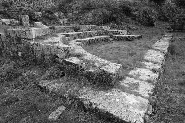 Italia Sicilia Palazzolo Acreide Provincia Siracusa Ruinas Griegas Del Anfiteatro — Foto de Stock