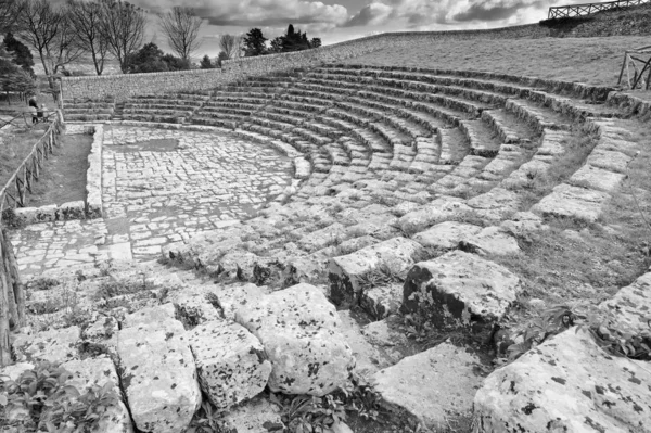 Italië Sicilië Palazzolo Acreide Provincie Syracuse Mensen Griekse Amfitheater Ruïnes — Stockfoto