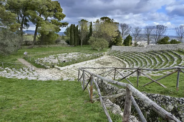 Italië Sicilië Palazzolo Acreide Provincie Syracuse Griekse Amfitheater Ruïnes — Stockfoto