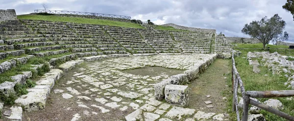 Italien Sicilien Palazzolo Acreide Provinsen Syrakusa Ruiner Grekisk Amfiteater — Stockfoto