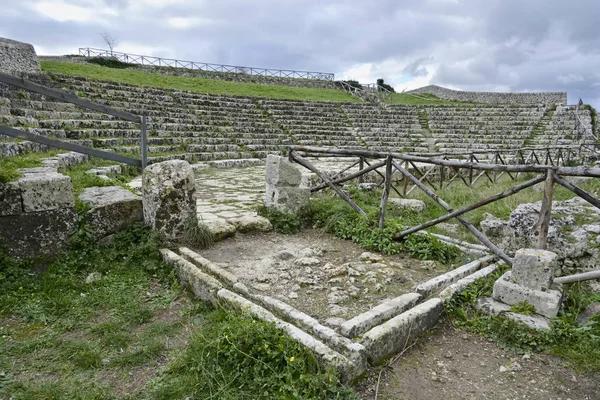 Italien Sicilien Palazzolo Acreide Provinsen Syrakusa Ruiner Grekisk Amfiteater — Stockfoto