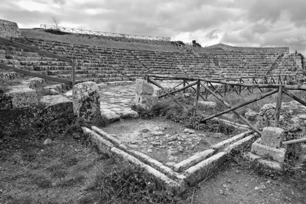 Włochy Sycylia Palazzolo Acreide Prowincja Syracuse Ruiny Amfiteatru Greckiego — Zdjęcie stockowe