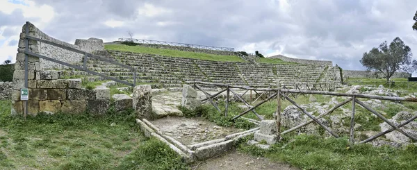 Itália Sicília Palazzolo Acreide Província Siracusa Ruínas Anfiteatro Grego — Fotografia de Stock
