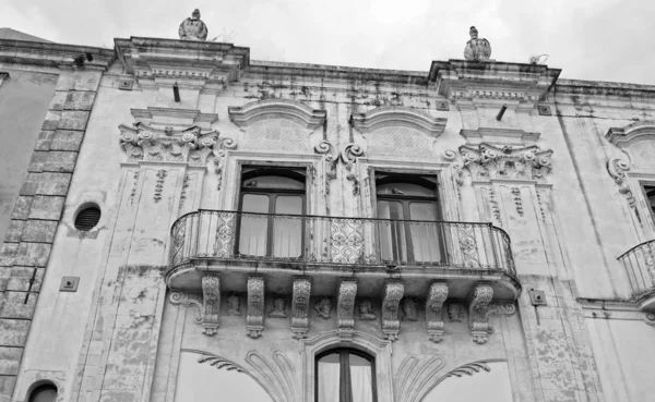 Italy Sicily Palazzolo Acreide Syracuse Province Liberty Palace Facade Balcony — Stock Photo, Image