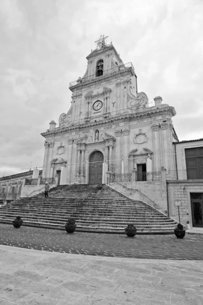 Italy Sicily Palazzolo Acreide Syracuse Province Sebastian Cathedral Baroque Facade — стоковое фото