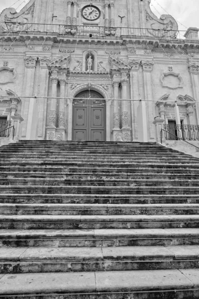 Italien Sizilien Palazzolo Acreide Provinz Syrakus Barockfassade Der Kathedrale Sebastian — Stockfoto