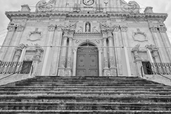 Italy Sicily Palazzolo Acreide Syracuse Province Sebastian Cathedral Baroque Facade — стоковое фото