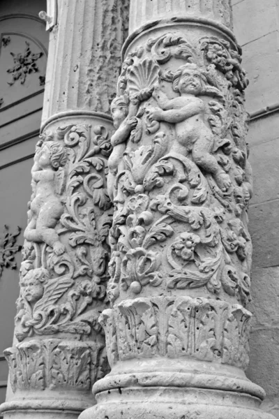 Italia Sicilia Palazzolo Acreide Provincia Siracuza Ornamente Religioase Coloanele Catedralei — Fotografie, imagine de stoc