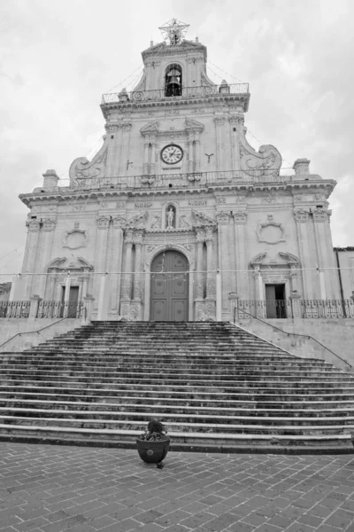 Italy Sicily Palazzolo Acreide Syracuse Province Sebastian Cathedral Baroque Facade — Stock Photo, Image
