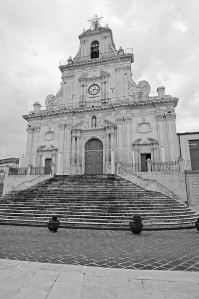 Italië Sicilië Palazzolo Acreide Provincie Syracuse Barokke Gevel Van Kathedraal — Stockfoto