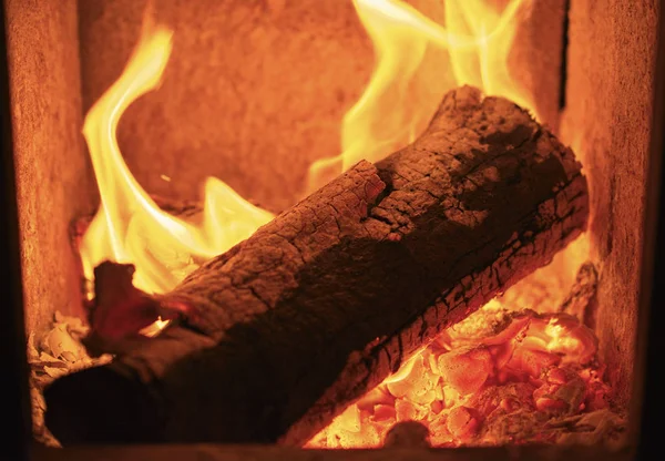 Bois Chauffage Dans Poêle — Photo