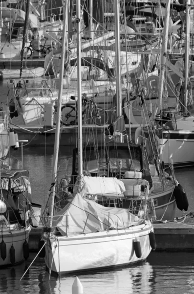 Italien Sizilien Mittelmeer Marina Ragusa Januar 2020 Segelboote Hafen Leitartikel — Stockfoto