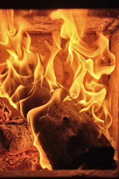 Vormen Van Vuur Brandhout Branden Een Kachel — Stockfoto