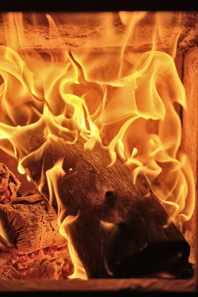 Vormen Van Vuur Brandhout Branden Een Kachel — Stockfoto