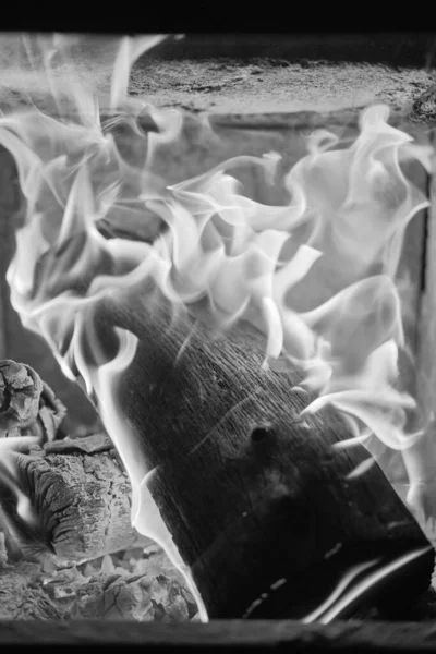 Forme Del Fuoco Legna Ardere Bruciata Una Stufa — Foto Stock