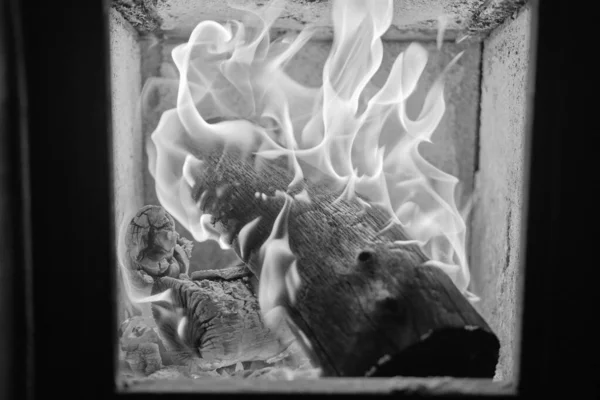 Σχήματα Της Φωτιάς Καυσόξυλα Που Καίγονται Φούρνο — Φωτογραφία Αρχείου