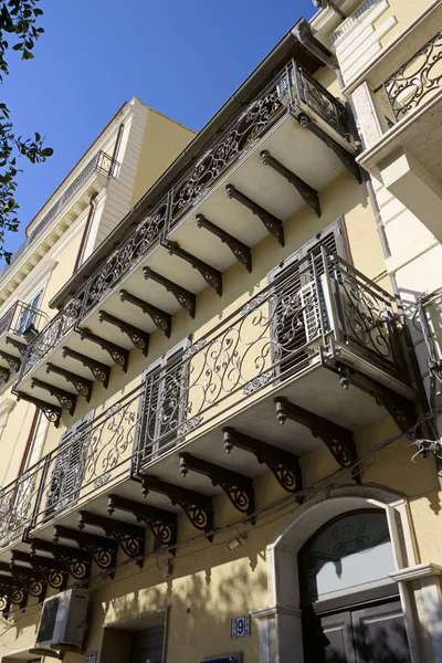 Italy Sicily Licata Agrigento Province Liberty Palace Facade Balconies Downtown — Stock Photo, Image