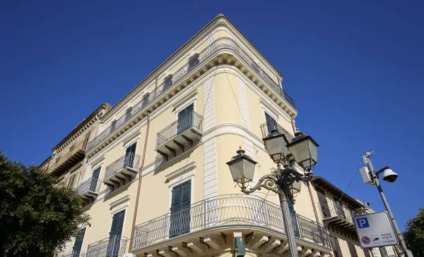 Italy Sicily Licata Agrigento Province Liberty Palace Facade Balconies Downtown — Stock Photo, Image