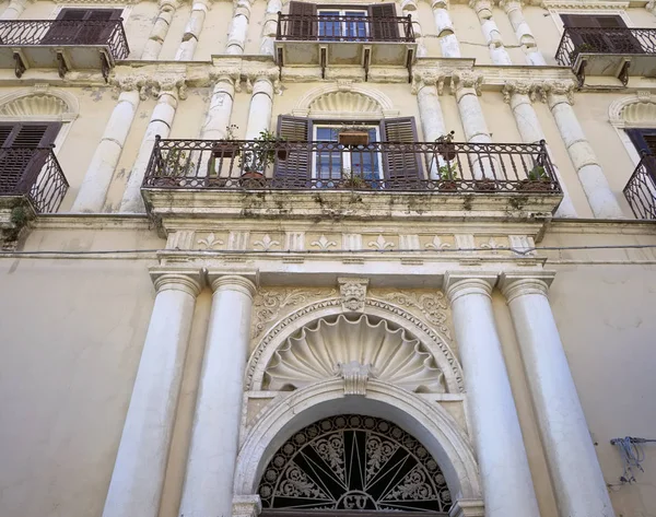 Italy Sicily Licata Agrigento Province Liberty Palace Facade Balconies Downtown — Stock Photo, Image