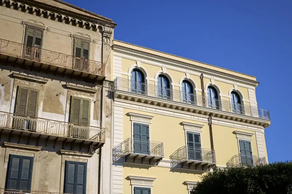 Italy Sicily Licata Agrigento Province Liberty Palace Facade Balconies Downtown — Stock Photo, Image