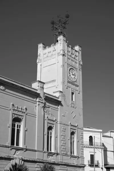 Italy Sicily Licata Agrigento Province Liberty Palace Facade Tower Downtown — Stock Photo, Image