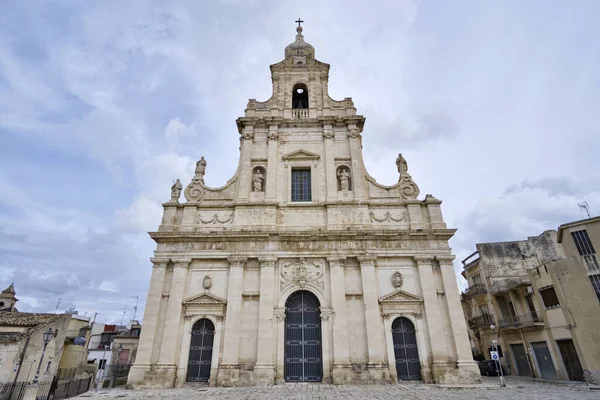 Włochy Sycylia Comiso Prowincja Ragusa Widoku Elewacji Kościoła Santa Maria — Zdjęcie stockowe
