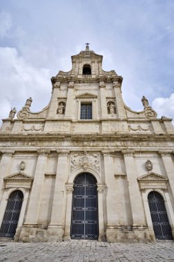 İtalya, Sicilya, Comiso (Ragusa Eyaleti), Santa Maria delle Stelle kilisesi cephesi (Saint Mary of the Stars Kilisesi - 1125 A.C..). 