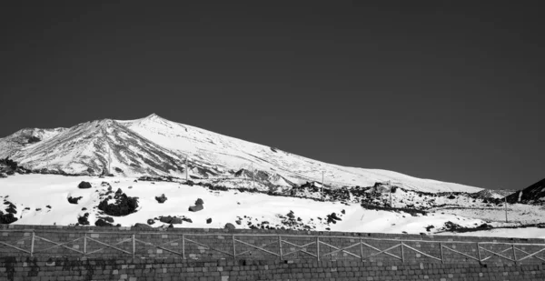 Italia Sicilia Vista Del Volcán Etna Con Nieve —  Fotos de Stock