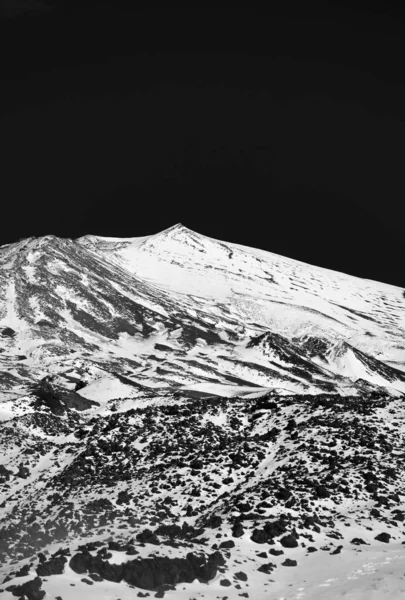 Itálie Sicílie Pohled Sopku Etna Sněhem — Stock fotografie