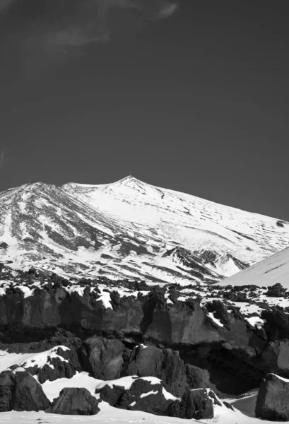Itália Sicília Vista Para Vulcão Etna Com Neve — Fotografia de Stock