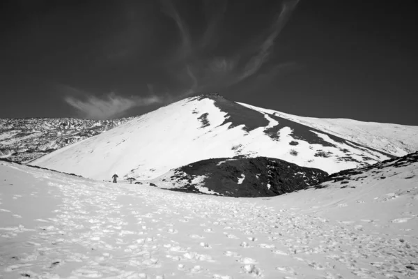 Talya Sicilya Karlı Etna Volkanı Manzarası — Stok fotoğraf