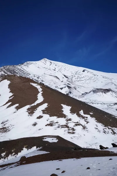 Italien Sizilien Blick Auf Den Vulkan Ätna Mit Schnee — Stockfoto